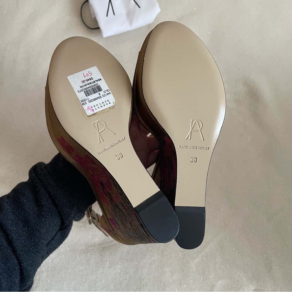 NEW Paul Andrew "Adalet" Platform Metallic Jacquard Ankle Strap Wedges ✨ - Picture 12 of 15